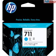 Картридж HP DJ No.711 DesignJet 120/520 3-Pack Cyan (CZ134A)