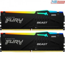 Модуль пам'яті для комп'ютера DDR5 64GB (2x32GB) 5600 MHz Beast RGB Kingston Fury (ex.HyperX) (KF556C36BBEAK2-64)