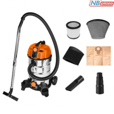 Пилосос будівельний Neo Tools 1600Вт, 18 кПа, 35л, HEPA, колеса, 7.5кг (04-739)