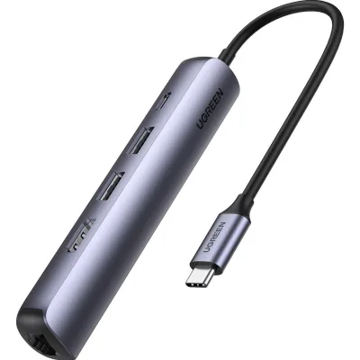 Концентратор Ugreen USB3.0 Type-C to HDMI 4K30Hz/USB 3.0×2/RJ45/PD CM418 (10919)