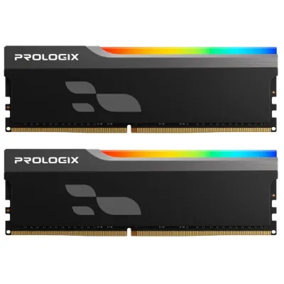 Модуль пам’яті для комп’ютера DDR5 32GB (2x16GB) 5600 MHz Onyx Black RGB Prologix (PRO32GB5600YBR5K)