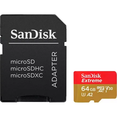 Карта пам’яті SanDisk 64GB microSD class 10 UHS-I Extreme For Action Cams and Dro (SDSQXAH-064G-GN6AA)