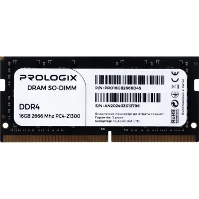 Модуль пам’яті для ноутбука SoDIMM DDR4 16GB 2666 MHz Prologix (PRO16GB2666D4S)