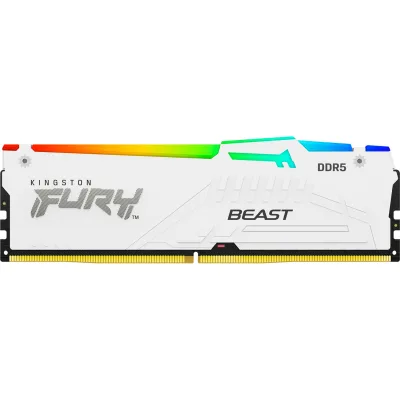 Модуль пам’яті для комп’ютера DDR5 16GB 5600 MHz FURY Beast White RGB Kingston Fury (ex.HyperX) (KF556C40BWA-16)